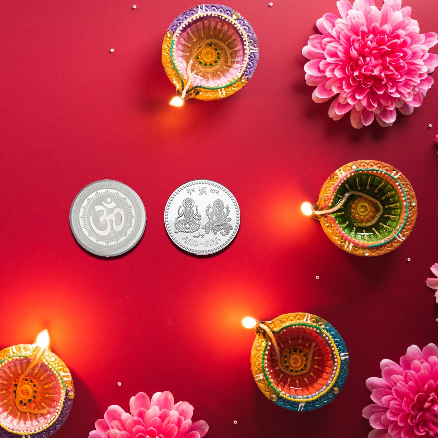 Silver color Coin for Gift & Pooja (Metal is not silver)