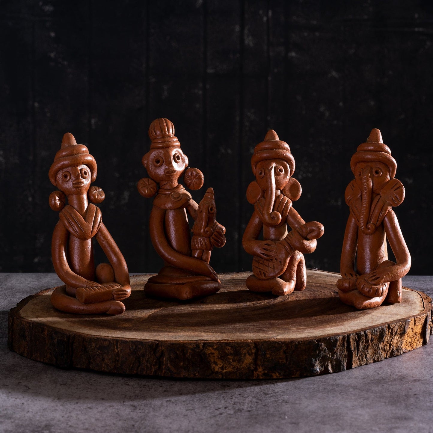 Sowpeace Terracotta Tribal Figurine Set: Artisan Tabletop Decor