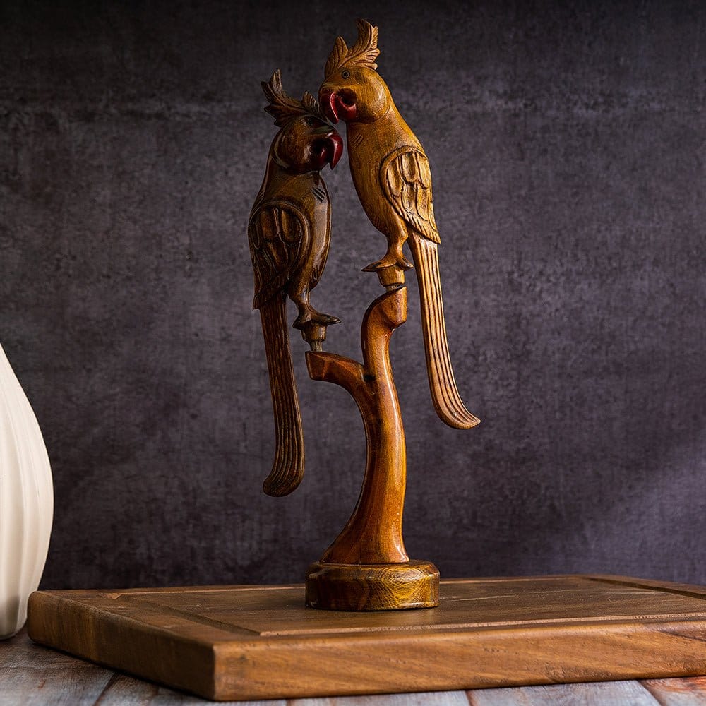 Sowpeace Wooden Parrot Set: Artisan Tabletop Decor