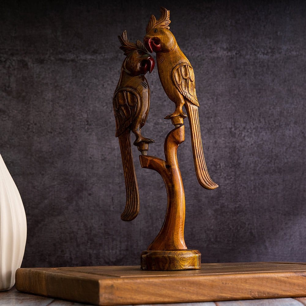 Sowpeace Wooden Parrot Set: Artisan Tabletop Decor