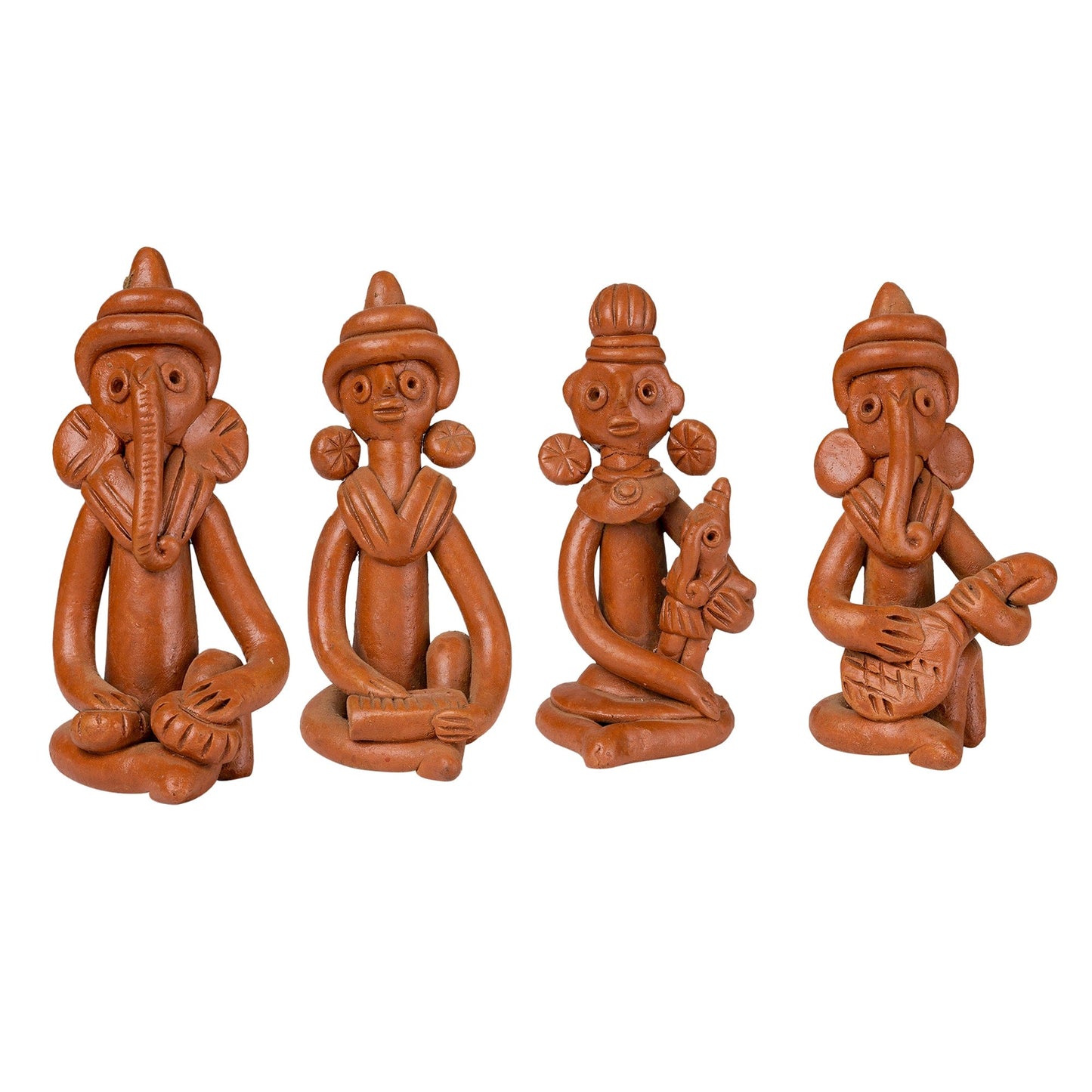 Sowpeace Terracotta Tribal Figurine Set: Artisan Tabletop Decor