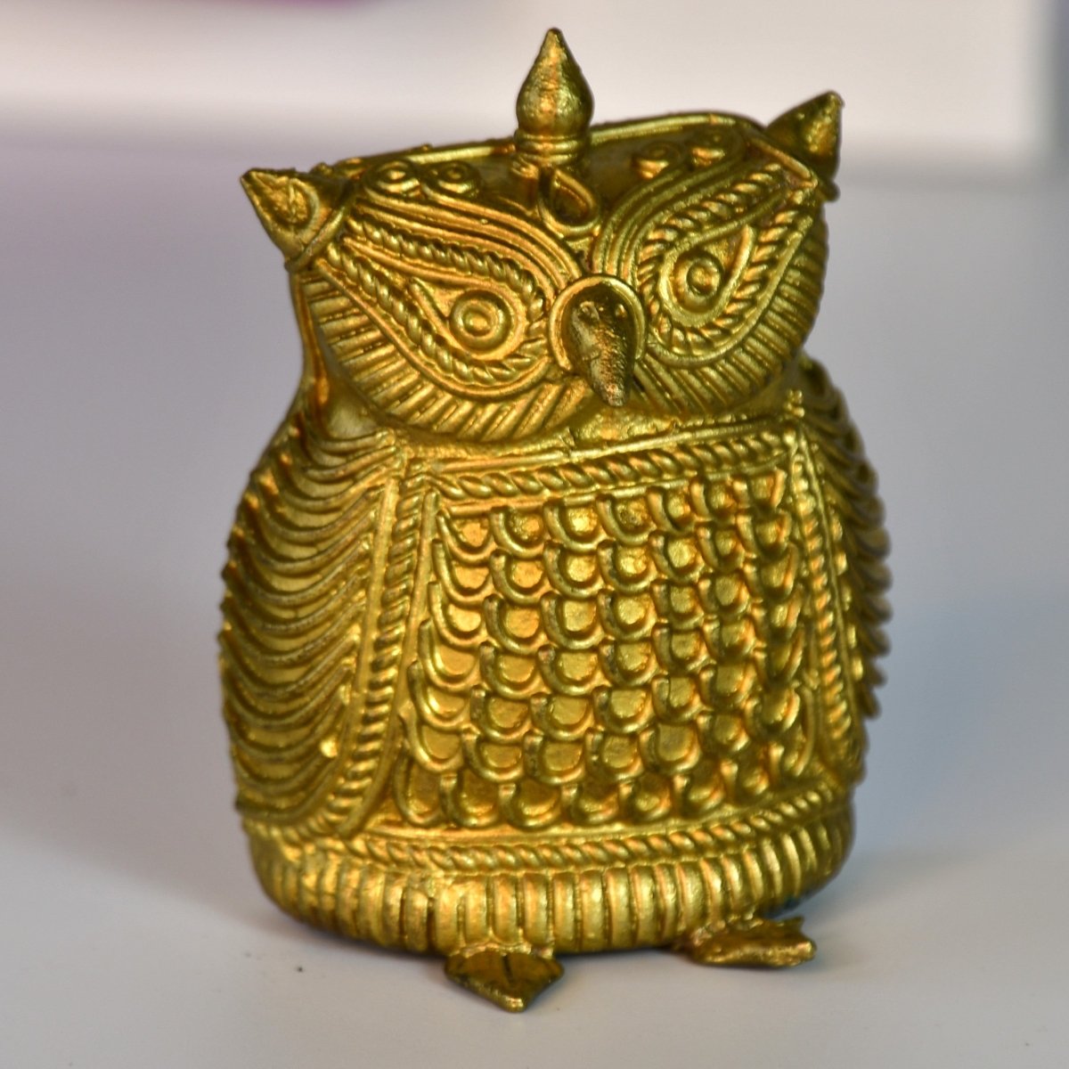 Dhokra Owl Brass Tabletop: Artisan Home Decor Masterpiece