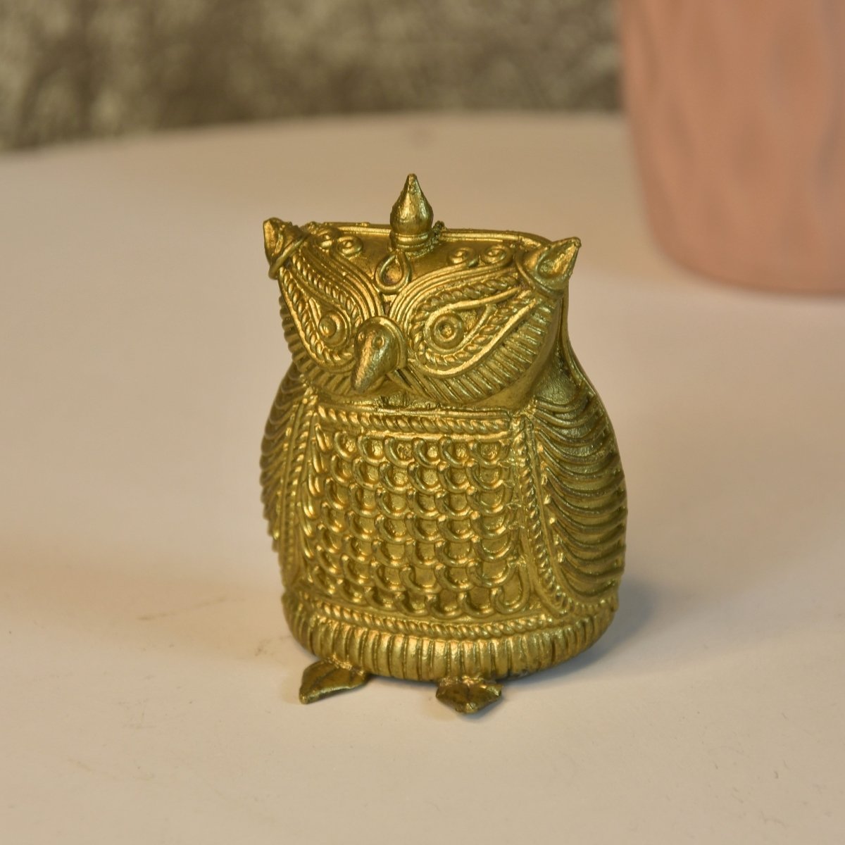 Dhokra Owl Brass Tabletop: Artisan Home Decor Masterpiece