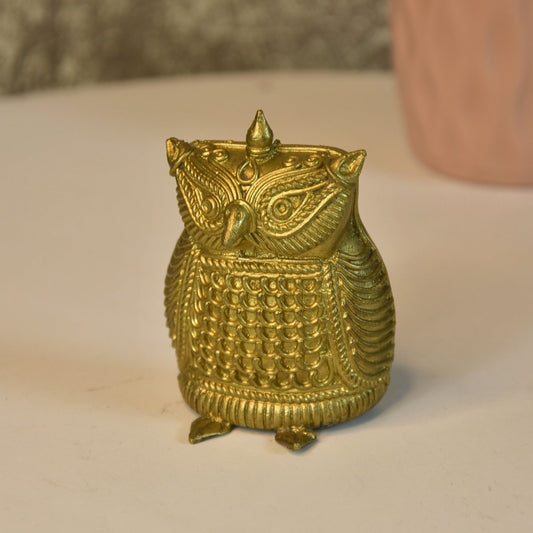 Dhokra Owl Brass Tabletop: Artisan Home Decor Masterpiece