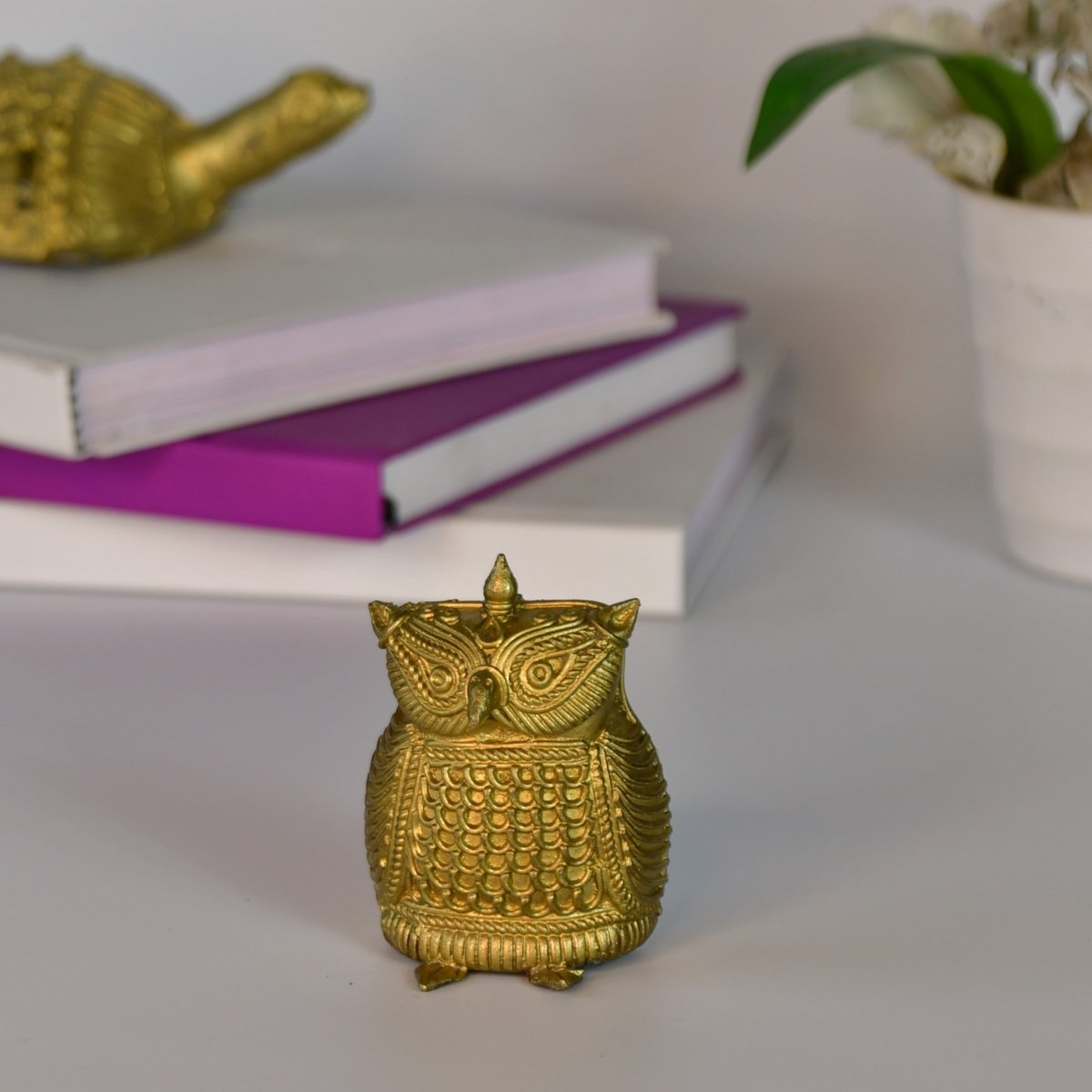 Dhokra Owl Brass Tabletop: Artisan Home Decor Masterpiece