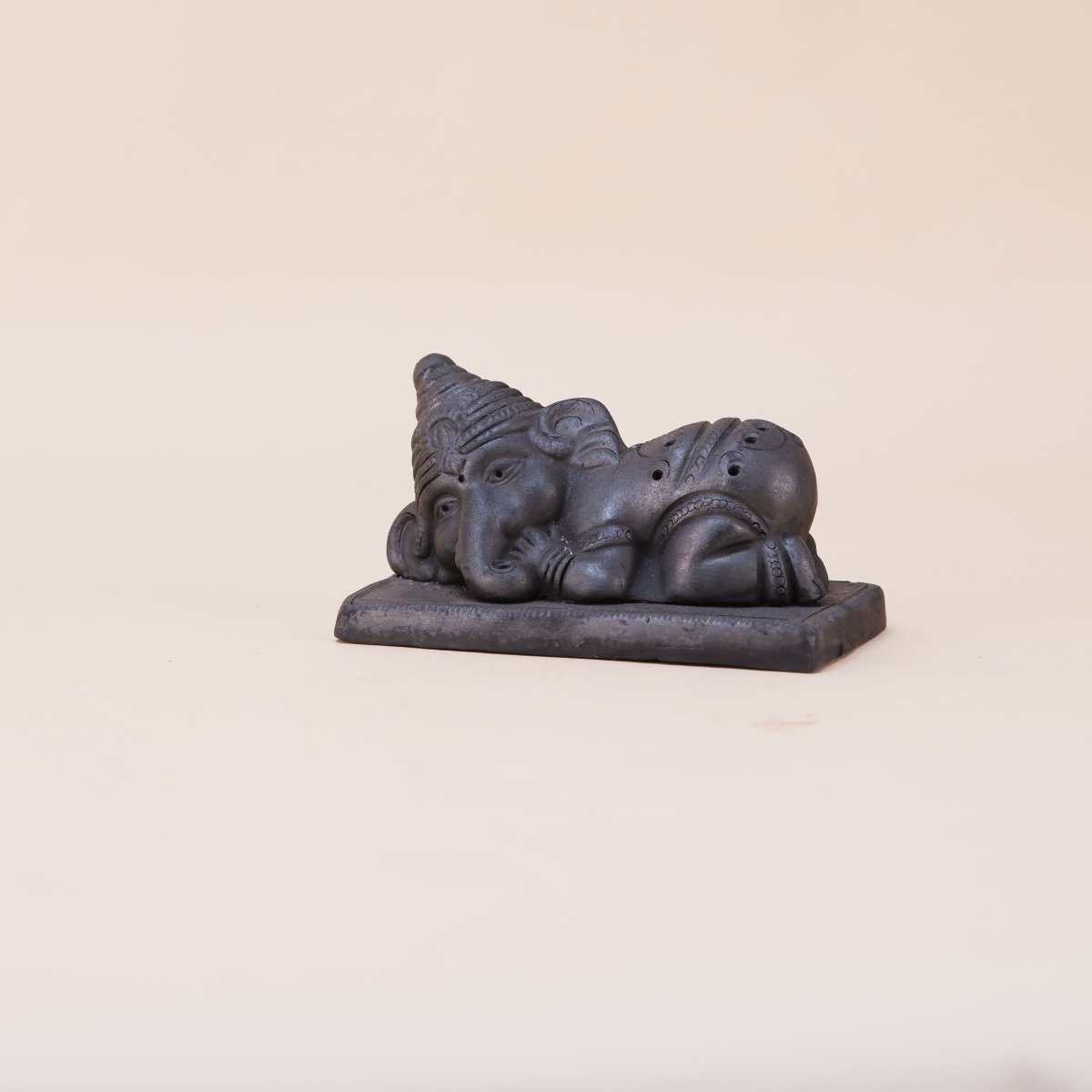 Sowpeace Black Terracotta Sleeping Ganesh: Artisan Tabletop Decor