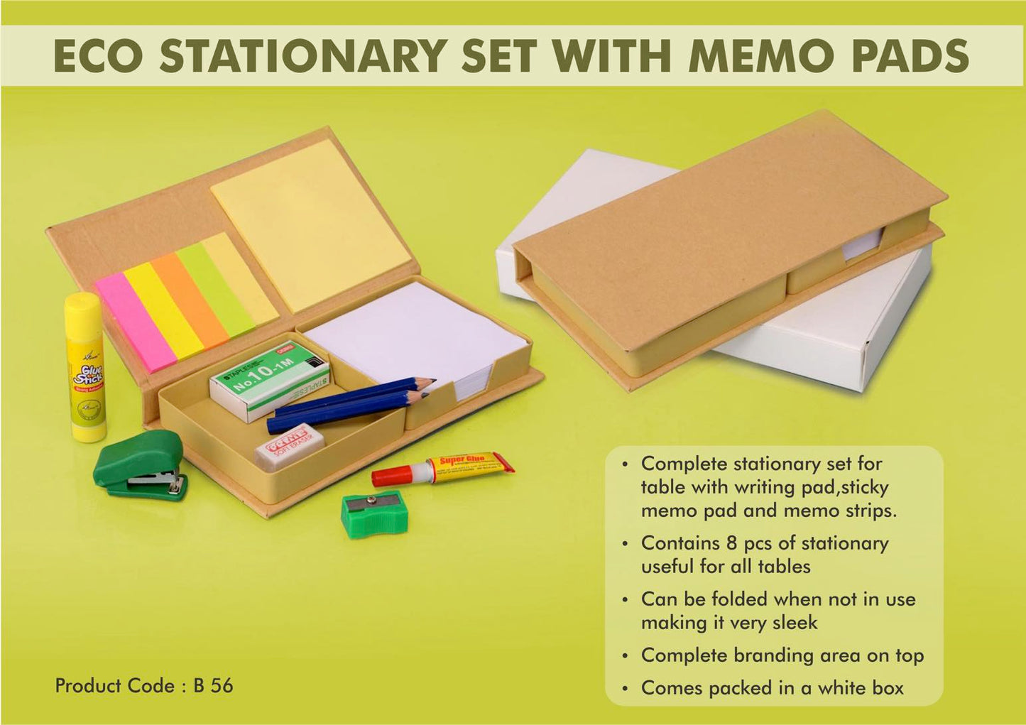 Eco stationery set with memo pads