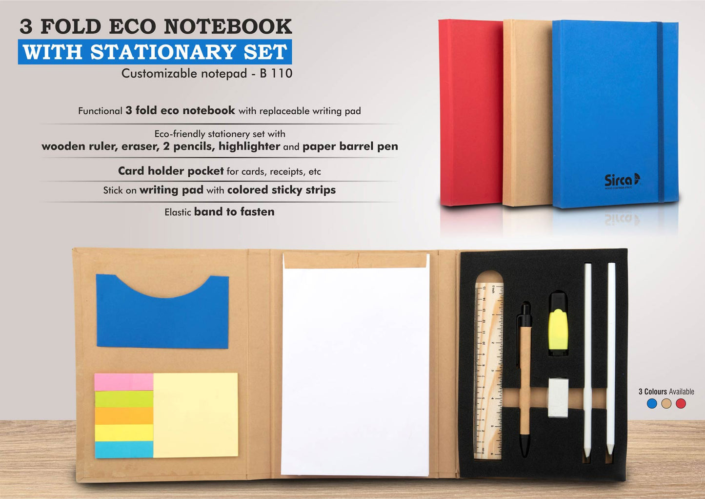 3 fold Eco Notebook with stationary set | Customizable notepad - https://youtu.be/Mj_Gj5fSvRk