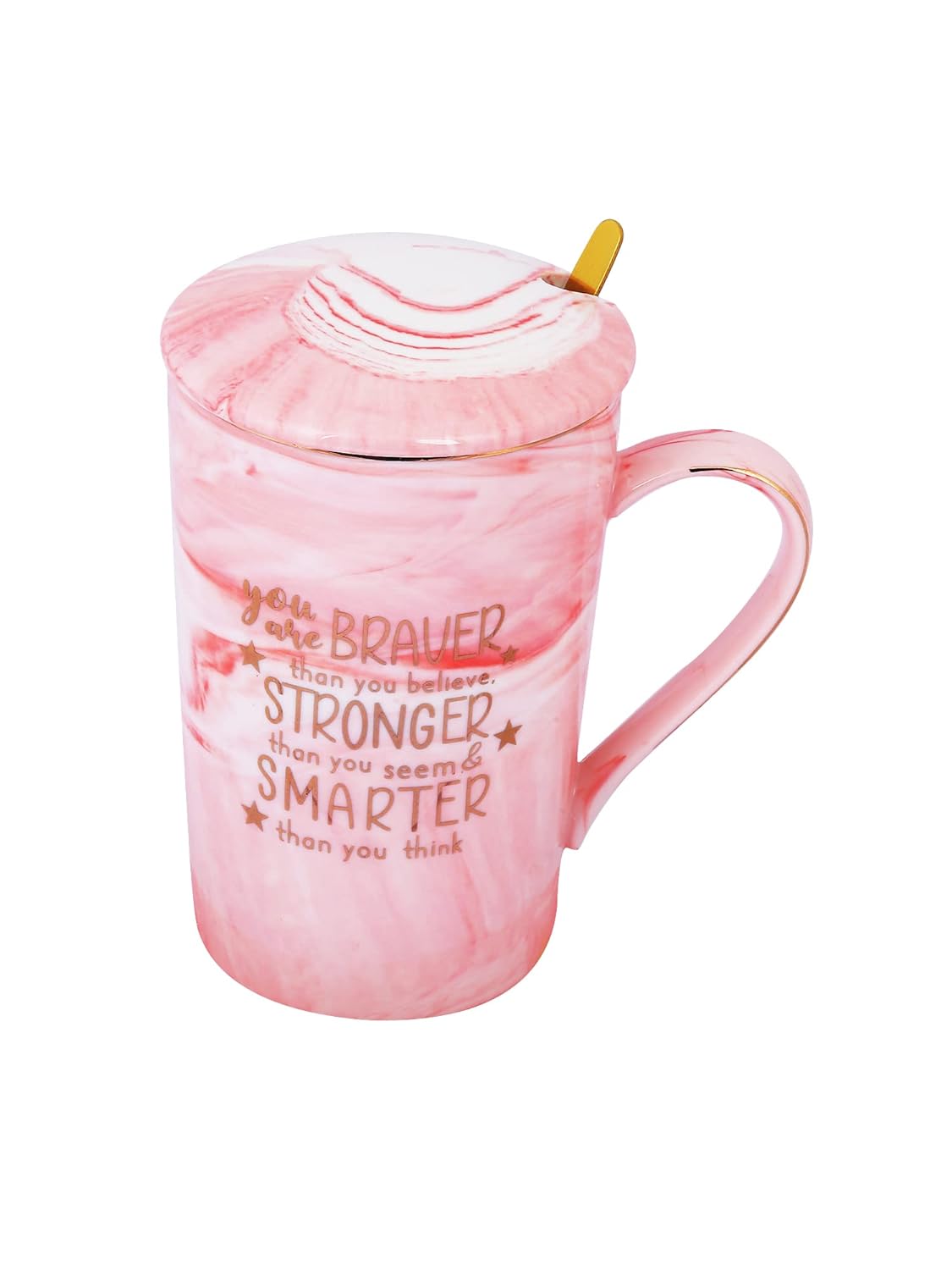 You are Braver Than You Believe, Stronger Than You Seem & Smarter Than You Think - Pink Marble Ceramic Coffee Mug