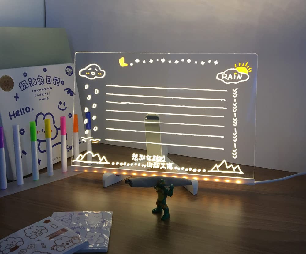 3D Acrylic Writing Pad With Pen Message Board Rewritable Table Lamp