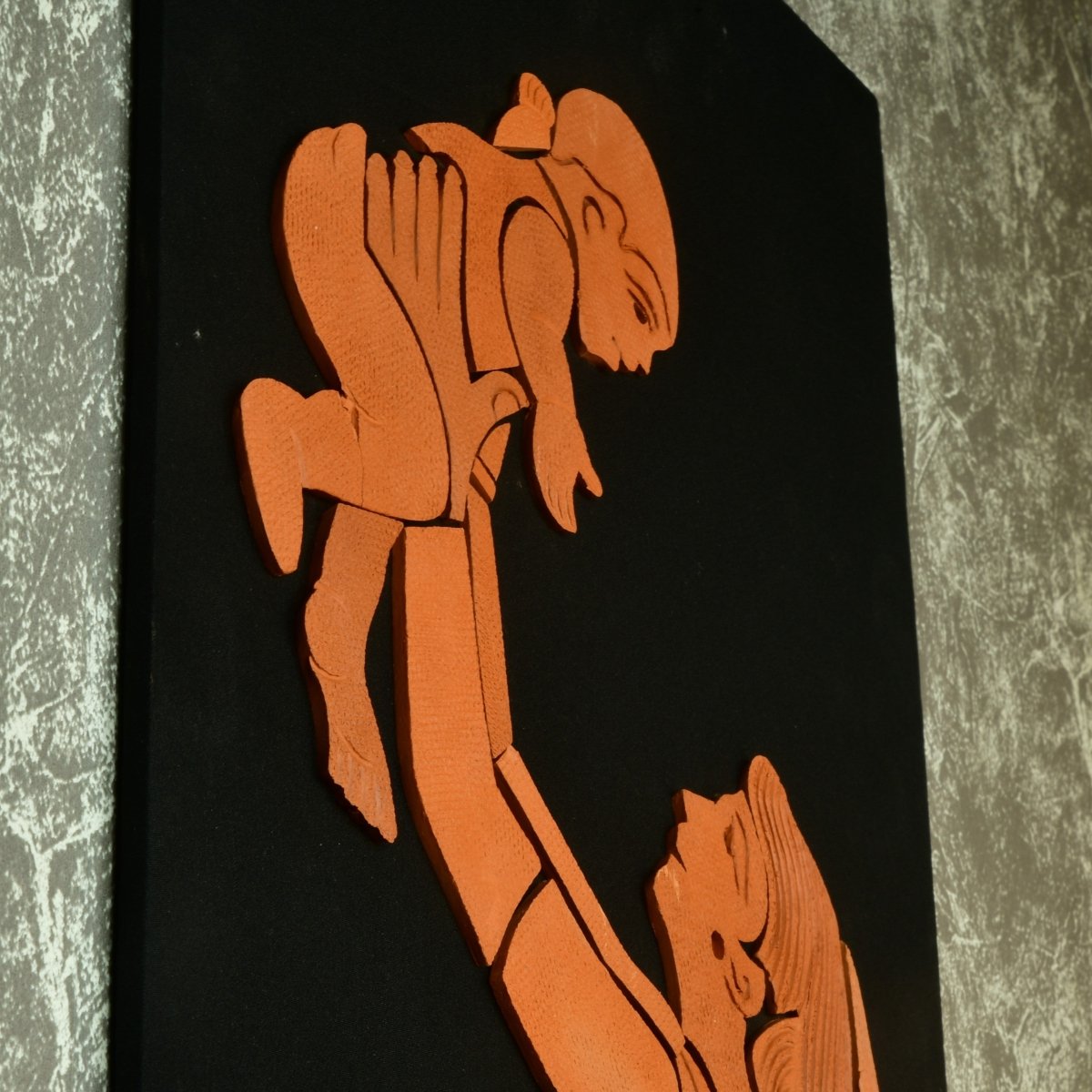 Handcrafted Terracotta Mother-Son Wall Art Masterpiece