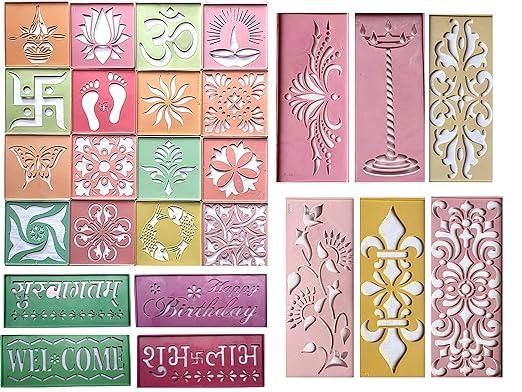 Rangoli Making Plastic Stencils (Set Of 26)