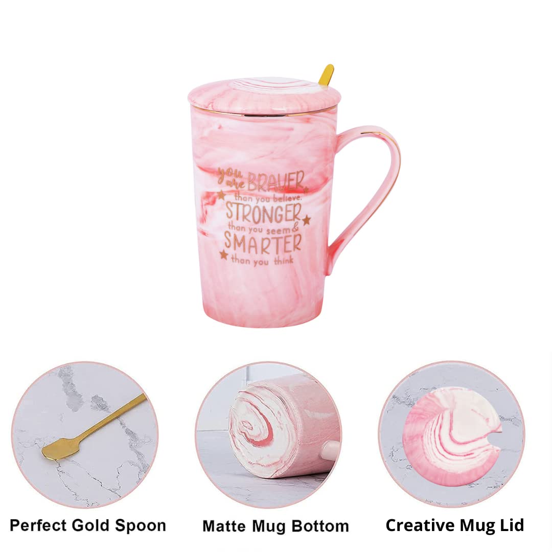 You are Braver Than You Believe, Stronger Than You Seem & Smarter Than You Think - Pink Marble Ceramic Coffee Mug