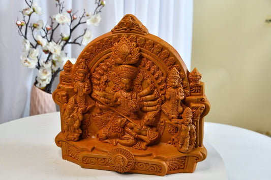 Sowpeace Terracotta Large Durga: Artisan Tabletop Decor