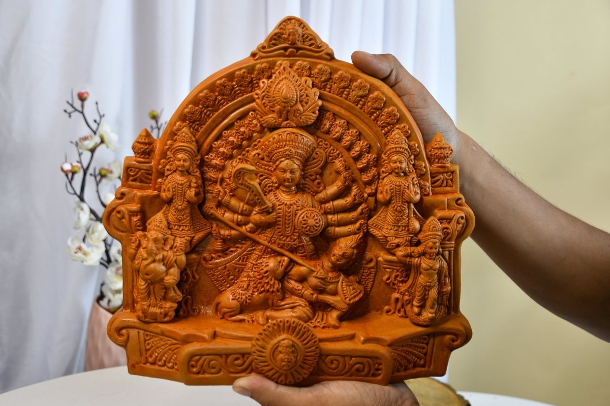 Sowpeace Terracotta Large Durga: Artisan Tabletop Decor