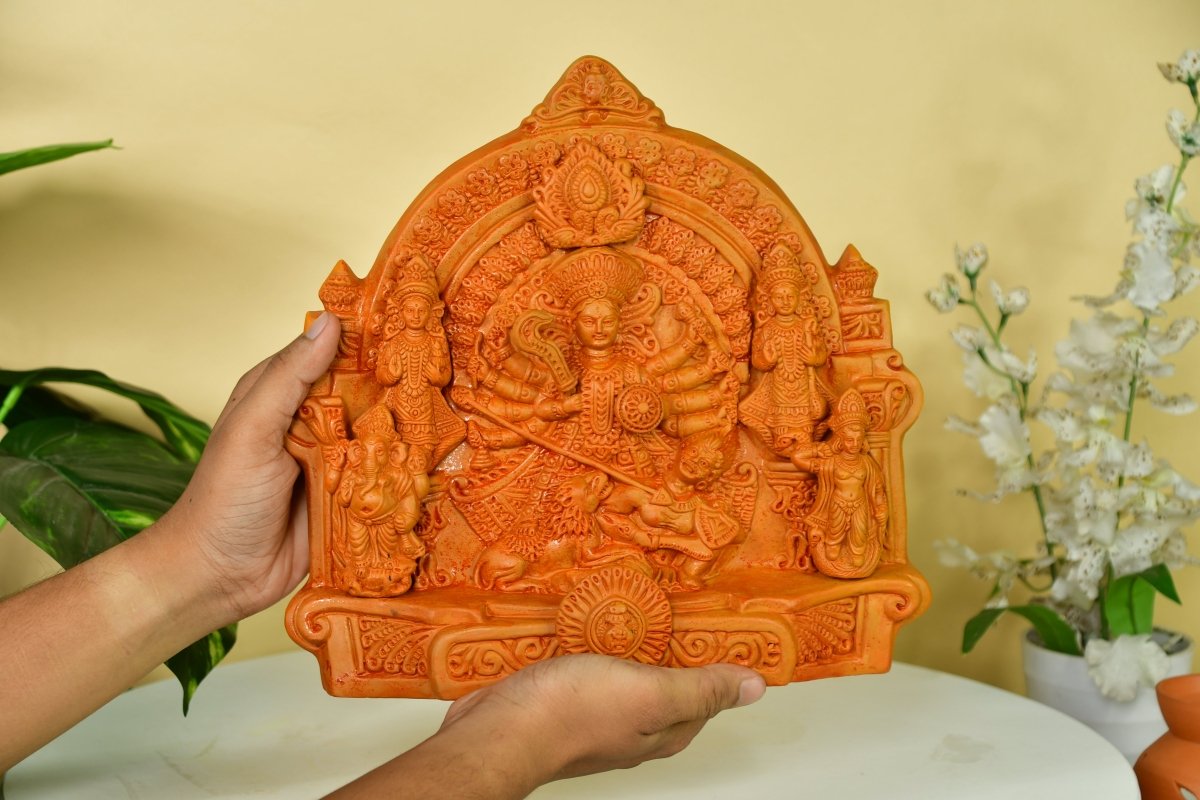 Sowpeace Terracotta Large Durga: Artisan Tabletop Decor