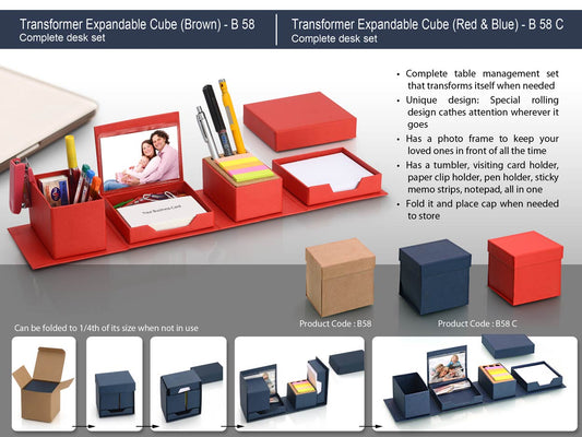 Transformer expandable cube: complete desk set