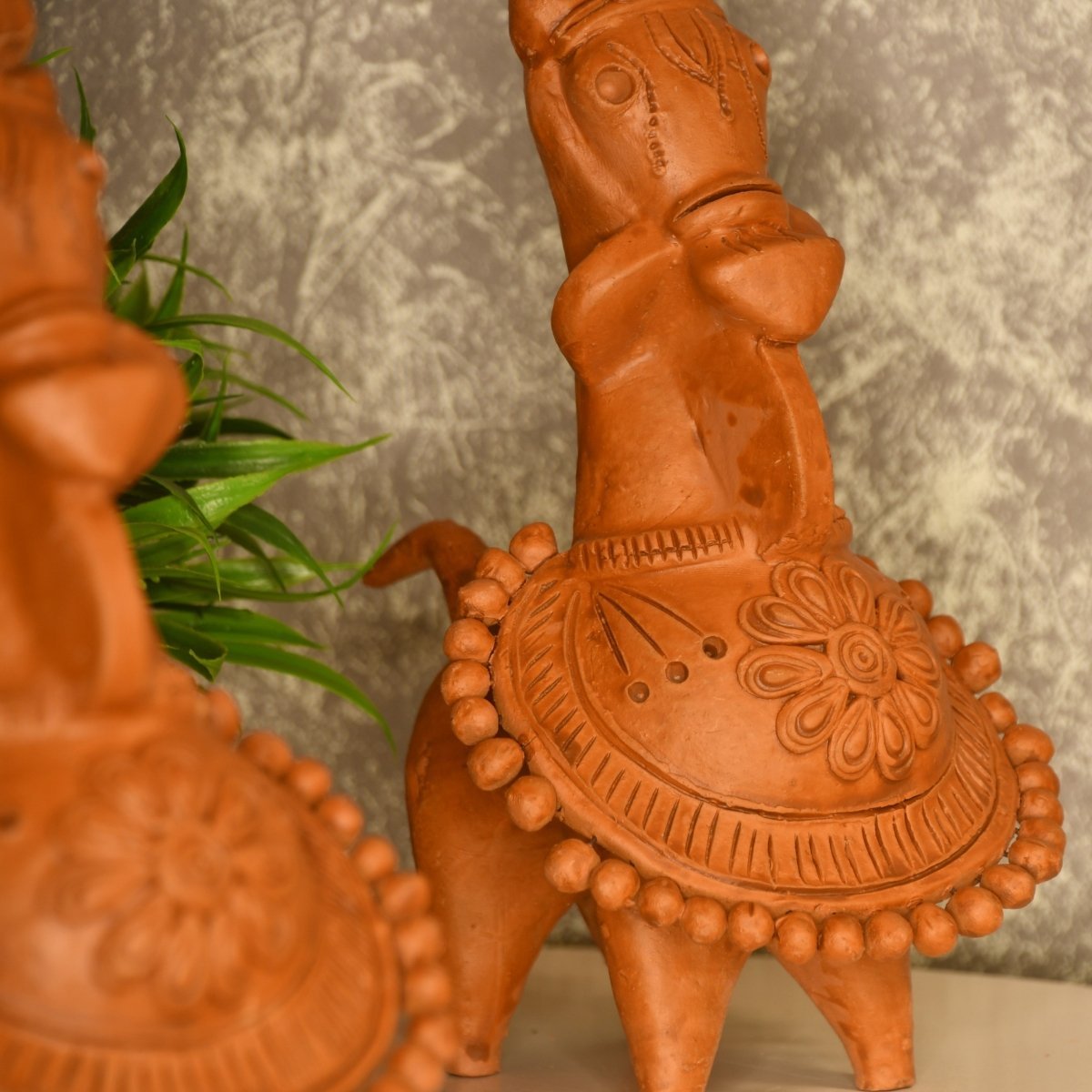 Sowpeace Terracotta Kathakali Horse: Artisan Tabletop Decor