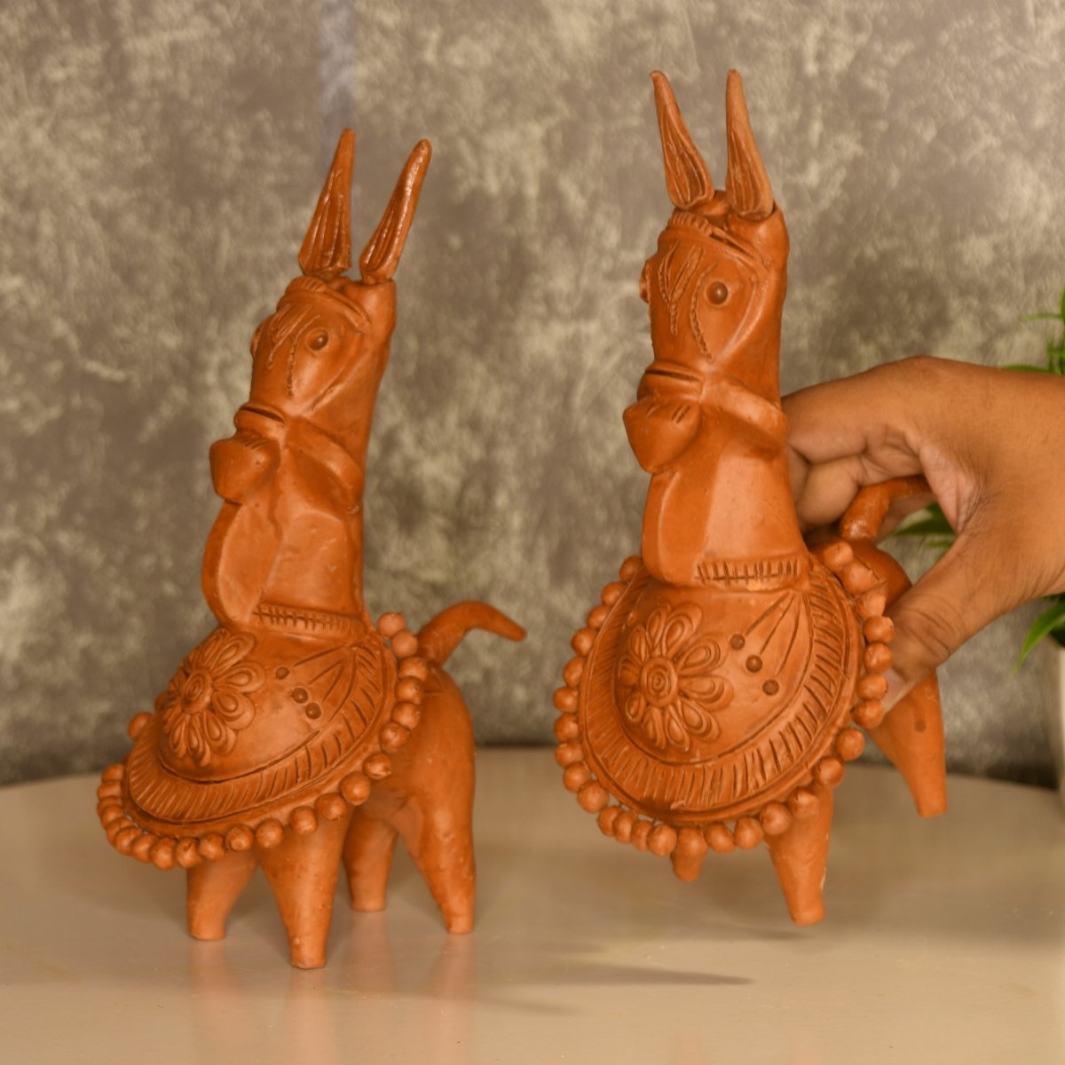 Sowpeace Terracotta Kathakali Horse: Artisan Tabletop Decor