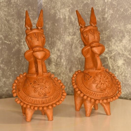 Sowpeace Terracotta Kathakali Horse: Artisan Tabletop Decor