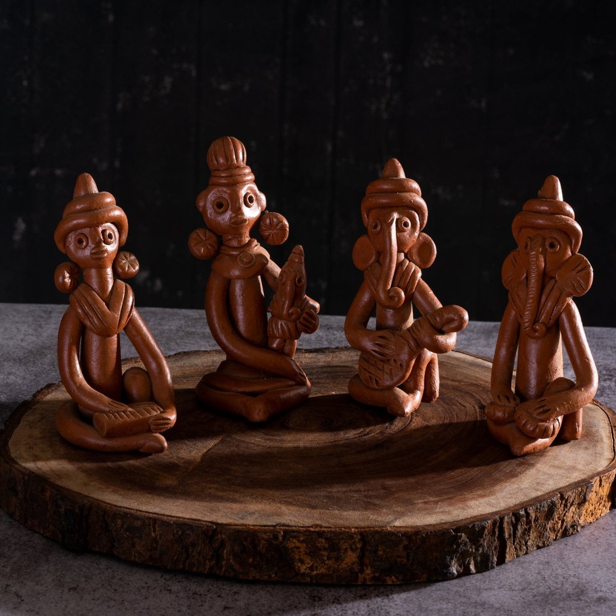 Sowpeace Terracotta Tribal Figurine Set: Artisan Tabletop Decor