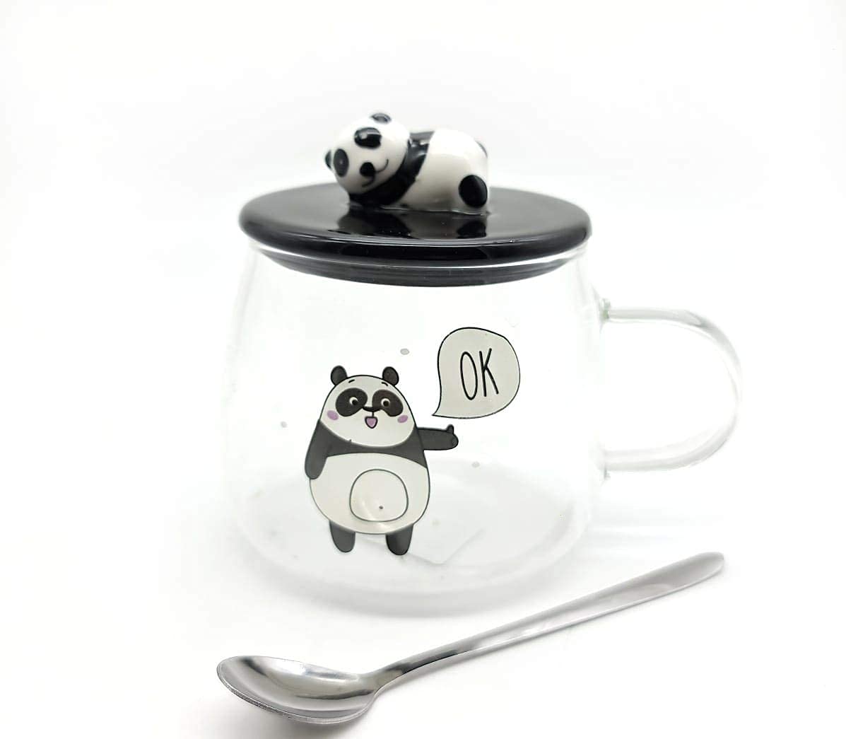 Ok Panda Glass Coffee Mug