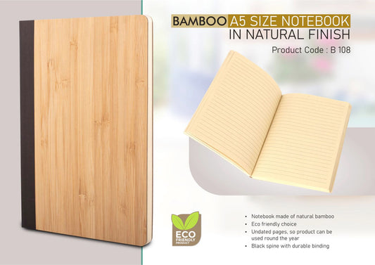 Bamboo A5 size notebook in natural finish | Undated pages