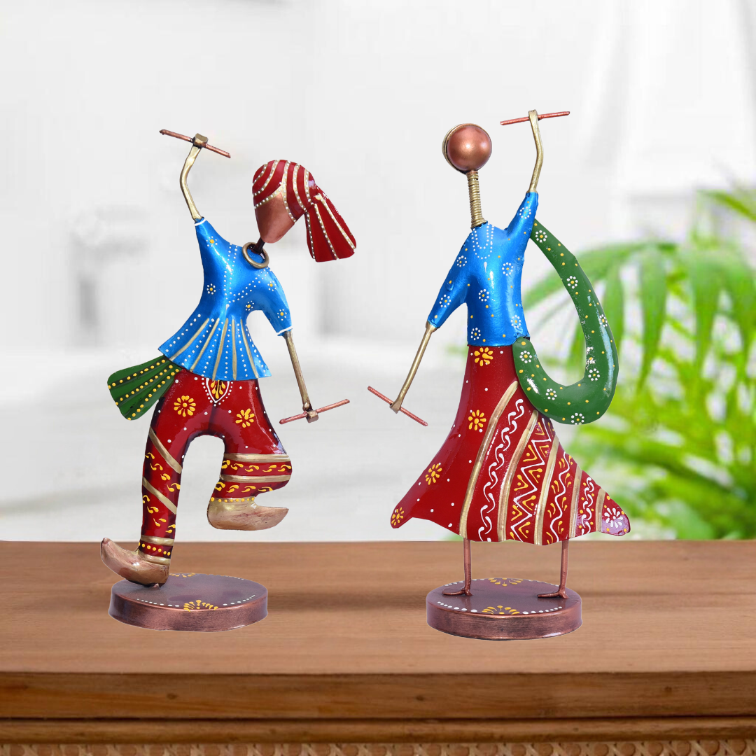 Dandiya Couple In Blue & Red